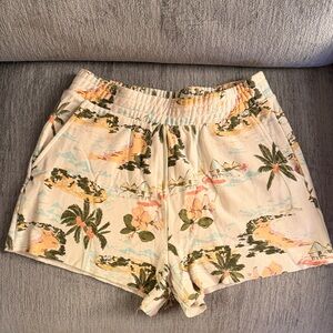 LC Lauren Conrad Cream Tropical Print Shorts